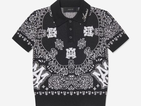 Amiri Boys Bandana Polo Shirt in Black Online