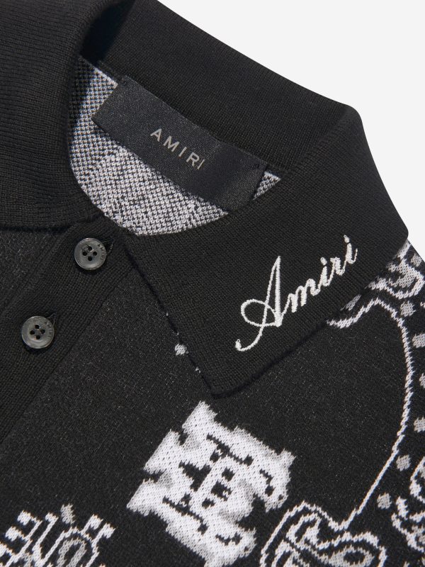 Amiri Boys Bandana Polo Shirt in Black Online