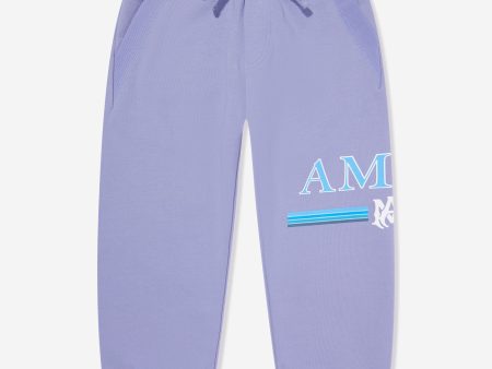 Amiri Kids Bar Logo Joggers in Blue For Cheap