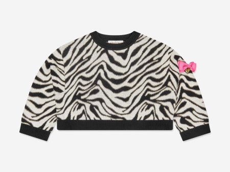 Angels Face Girls Roberta Cropped Zebra Jumper White Supply