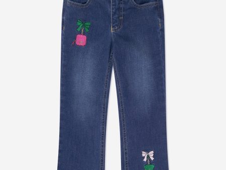 Aigner Girls Embroidered Flared Jeans in Blue Fashion