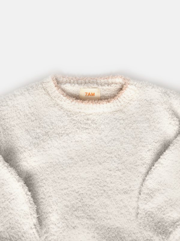 7AM Enfant Baby Fuzzy Boxy Sweater in Ivory Fashion