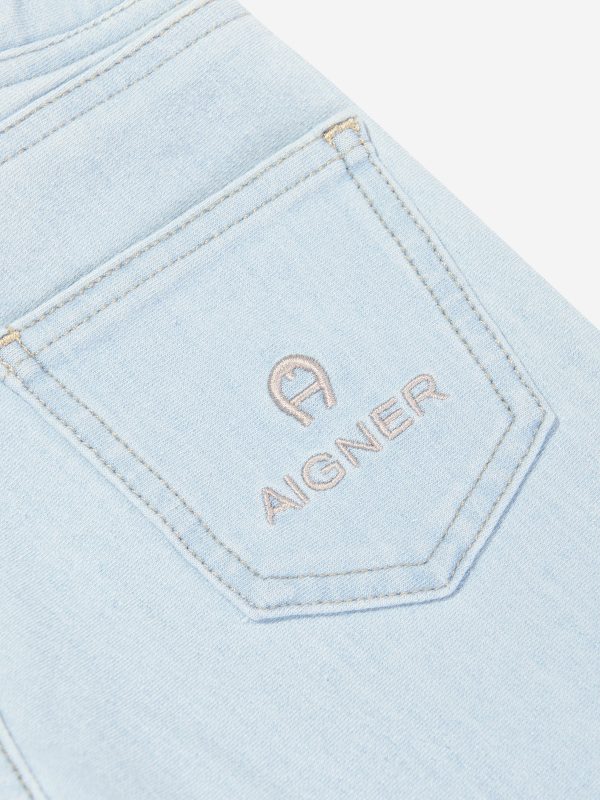 Aigner Girls Sweat Denim Trousers in Blue For Sale