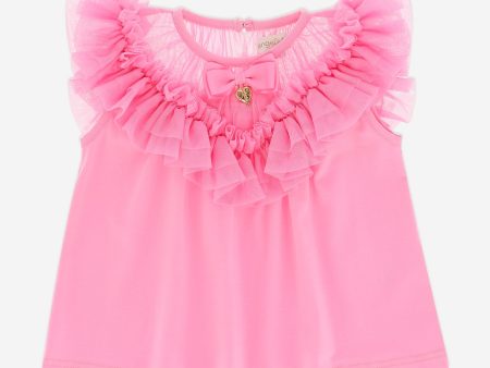 Angels Face Girls Bubbles Ruffle Neck Top in Pink Hot on Sale