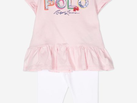 Ralph Lauren Baby Girls Polo Leggings Set in Pink For Discount