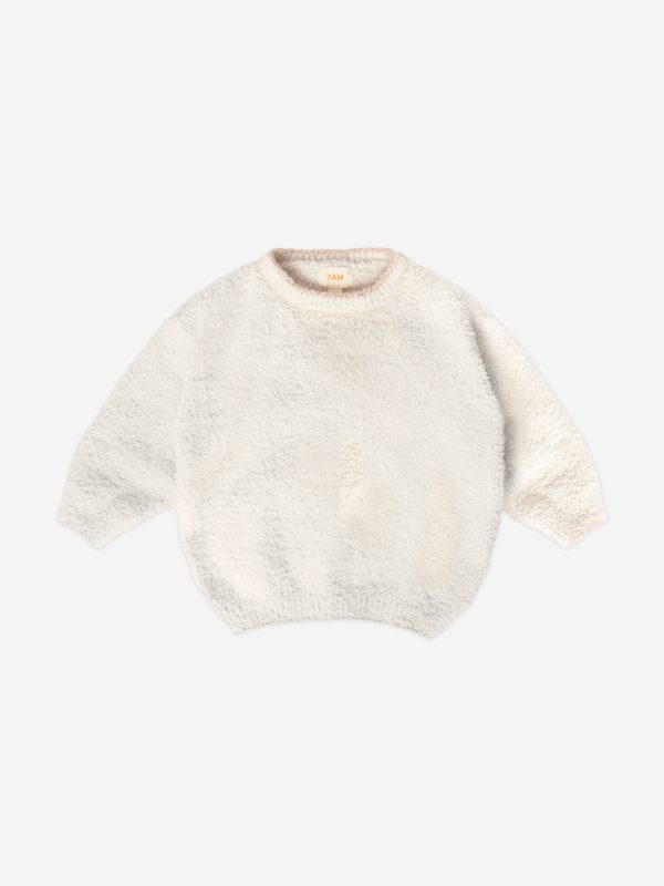 7AM Enfant Baby Fuzzy Boxy Sweater in Ivory Fashion