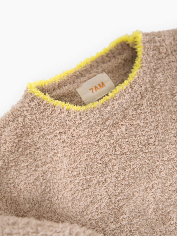 7AM Enfant Baby Fuzzy Boxy Sweater in Beige Online Sale