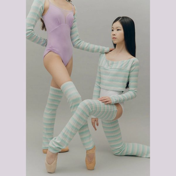 Adult Light Blue Stripes Ballet Warm Up Socks For Sale