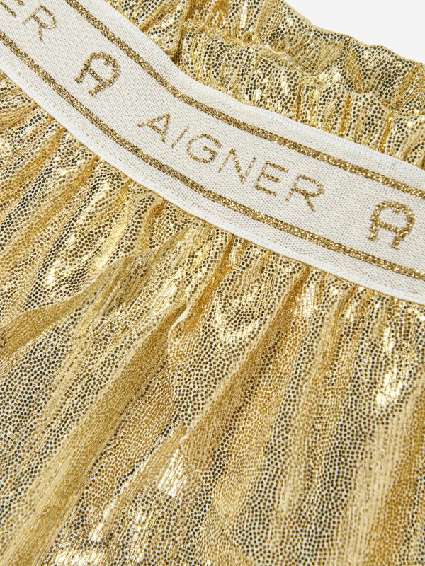 Aigner Girls Metallic Trousers in Gold on Sale