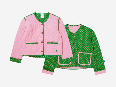 Girls Reversible Quilted Jacket in Pink Hot on Sale