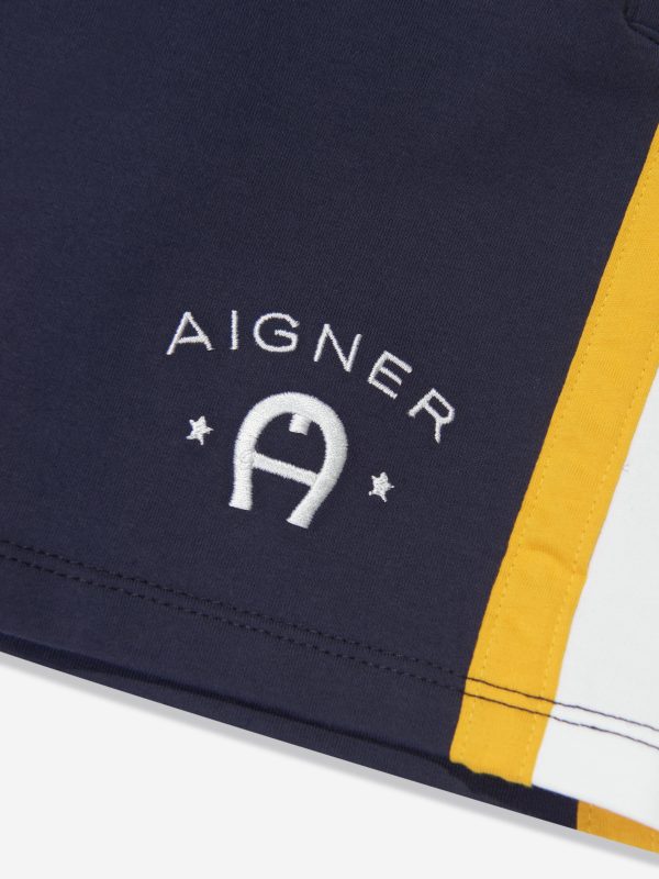 Aigner Boys Logo Bermuda Shorts in Navy Sale