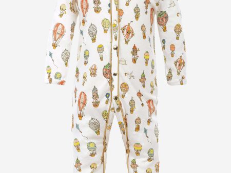 Atelier Choux Baby Hot Air Balloons Classic Playsuit in White Sale