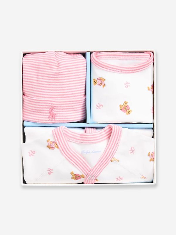 Ralph Lauren Baby Girls 3 Piece Gift Set in White For Discount