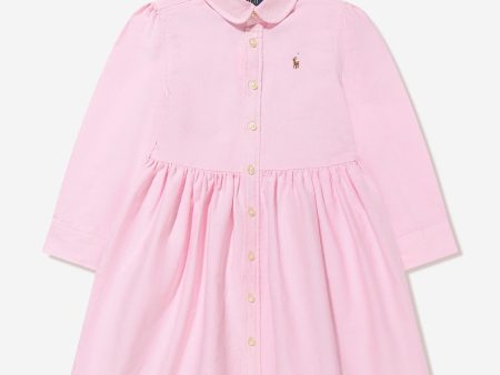 Ralph Lauren Girls Oxford Shirt Dress in Pink For Cheap