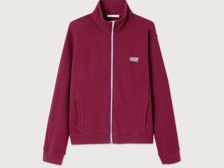 Women Wine Red Cotton Zip-Up Top Supply