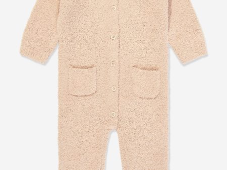 7AM Enfant Baby Fuzzy Long Sleeve Romper in Beige Online now