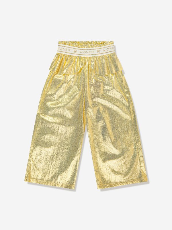 Aigner Girls Metallic Trousers in Gold on Sale