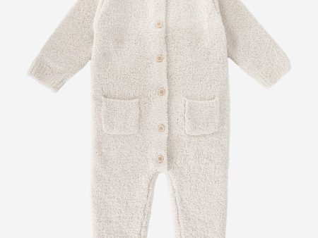 7AM Enfant Baby Fuzzy Long Sleeve Romper in Ivory Online now