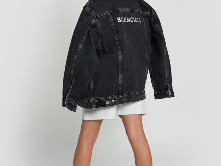 Balenciaga Kids Denim Jacket in Black Sale