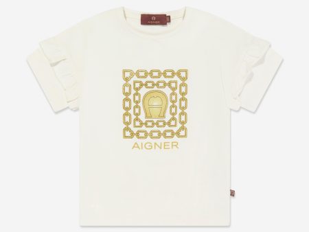 Aigner Baby Girls Logo Print T-Shirt in White Supply