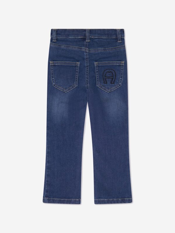 Aigner Girls Embroidered Flared Jeans in Blue Fashion