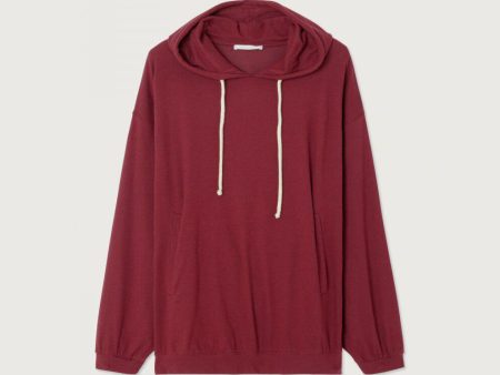 Women Wine Red Hooded Sweatshirt Online now