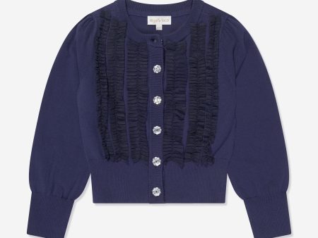 Angels Face Girls Izzy Tulle Ruffle Cardigan in Navy Supply