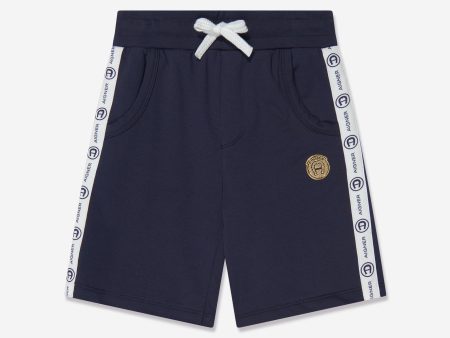 Aigner Boys Logo Shorts in Navy For Discount