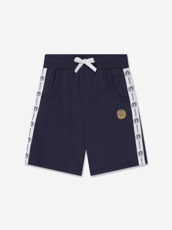 Aigner Boys Logo Shorts in Navy For Discount