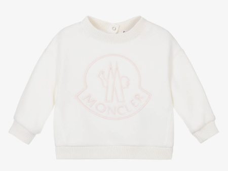 Baby Boys & Girls White Logo Cotton Sweatshirt on Sale