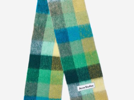 Acne Studios Kids Mohair Checked Scarf in Blue (250 CM) on Sale