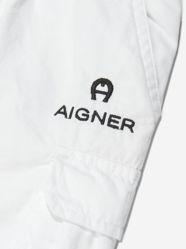 Aigner Boys Embroidered Bermuda Shorts in White Fashion