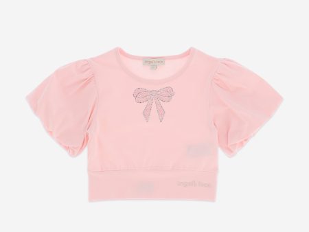 Angels Face Girls Dollie Pearl Bow Top in Pink Online now