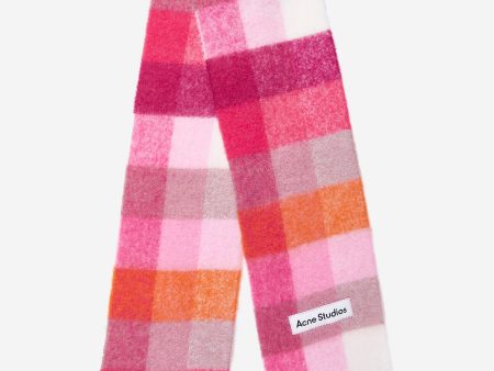 Acne Studios Kids Mohair Checked Scarf in Pink (250 CM) Sale