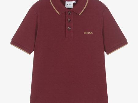 Boys Wine Red Cotton Polo Shirt Online