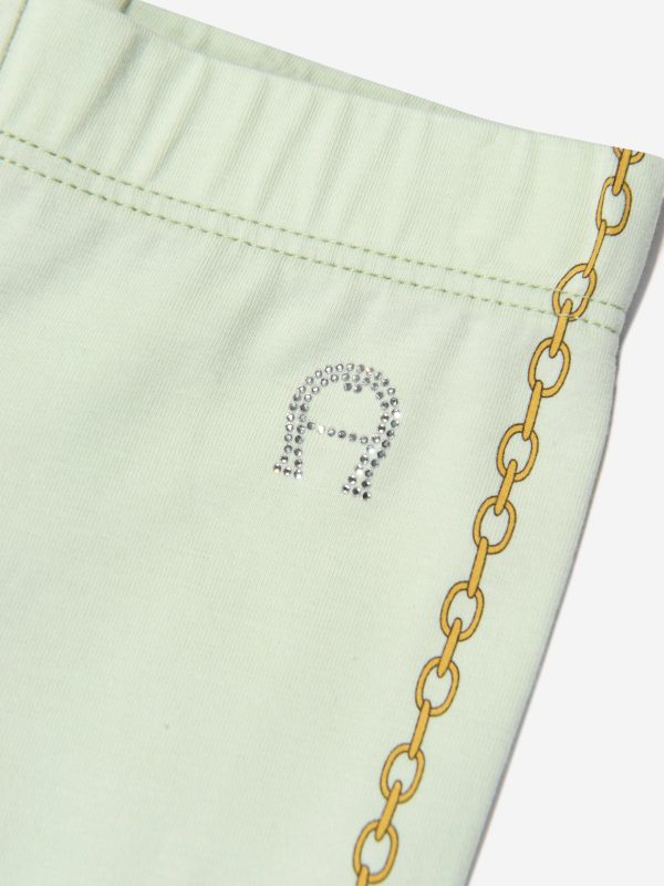 Aigner Baby Girls Logo Leggings in Green Discount