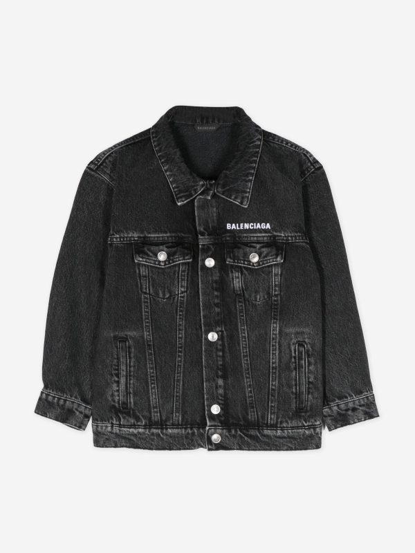 Balenciaga Kids Denim Jacket in Black Sale