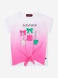 Aigner Girls Tie Front T-Shirt in Pink Cheap