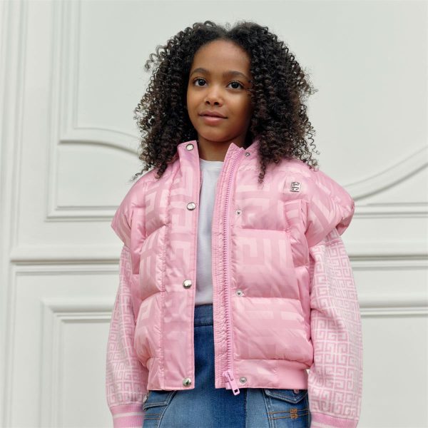 Girls Pink Padded Down Gilet on Sale