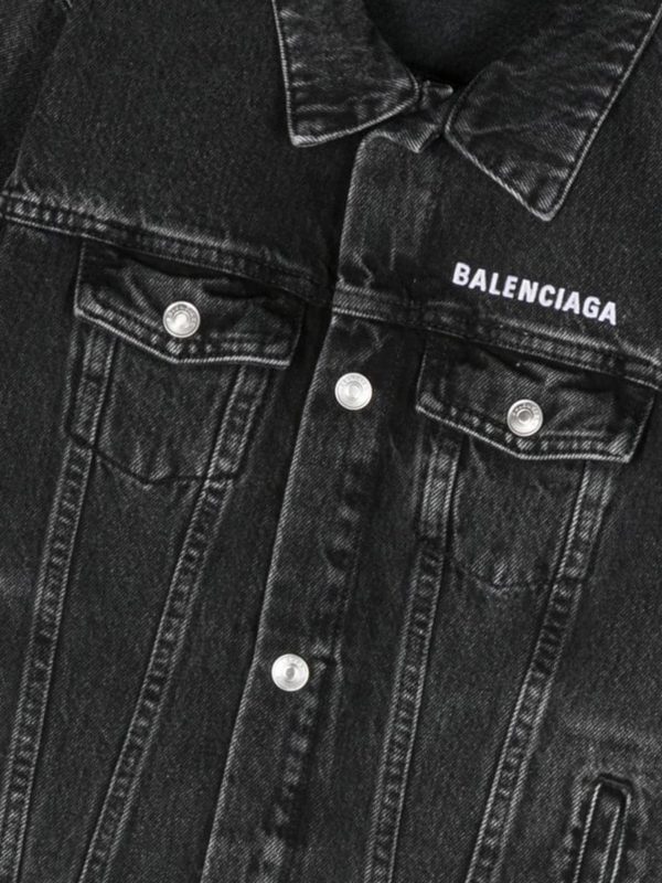 Balenciaga Kids Denim Jacket in Black Sale