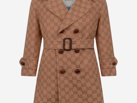 GUCCI Kids Coat - Beige GG Canvas Coat Cheap