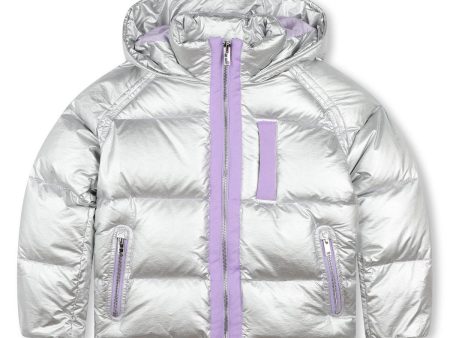 Girls Silver Padded Down Jacket Supply