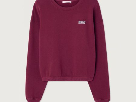 Women Wine Red Cotton Sweatshirt Cheap