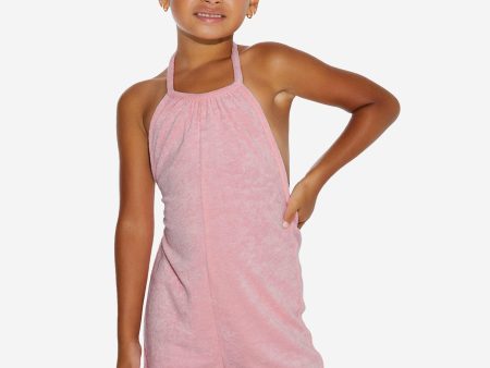 AY by AYLA Girls Towelling Halterneck Romper in Pink Online Sale