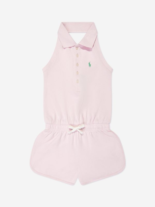 Ralph Lauren Girls Halterneck Playsuit in Pink For Discount