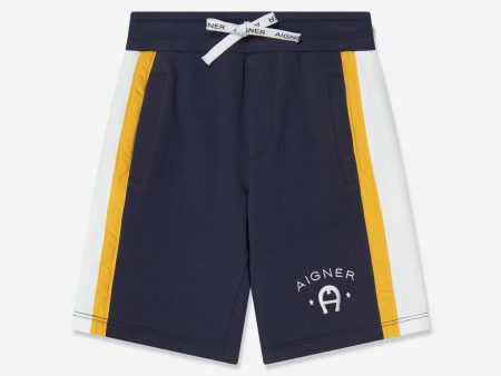 Aigner Boys Logo Bermuda Shorts in Navy Sale