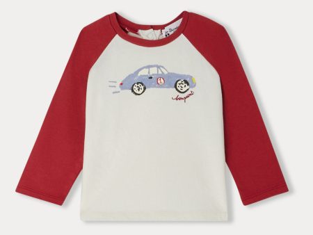 Baby Boys & Girls Red Printed Cotton T-Shirt on Sale