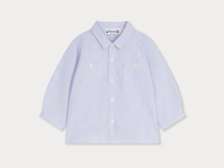 Baby Boys Blue Stripes Cotton Shirt Hot on Sale