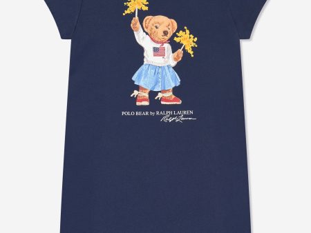 Ralph Lauren Girls Sparkle Bear Jersey Dress in Navy Cheap