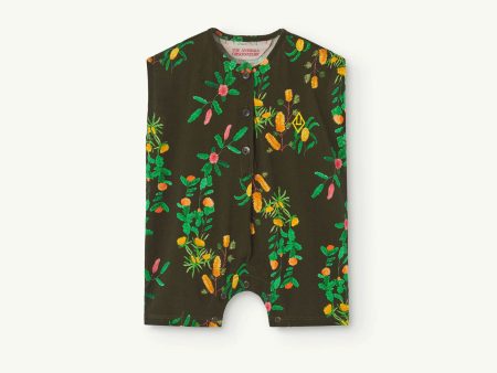 Baby Boys & Girls Dark Brown Flowers Cotton Babysuit on Sale